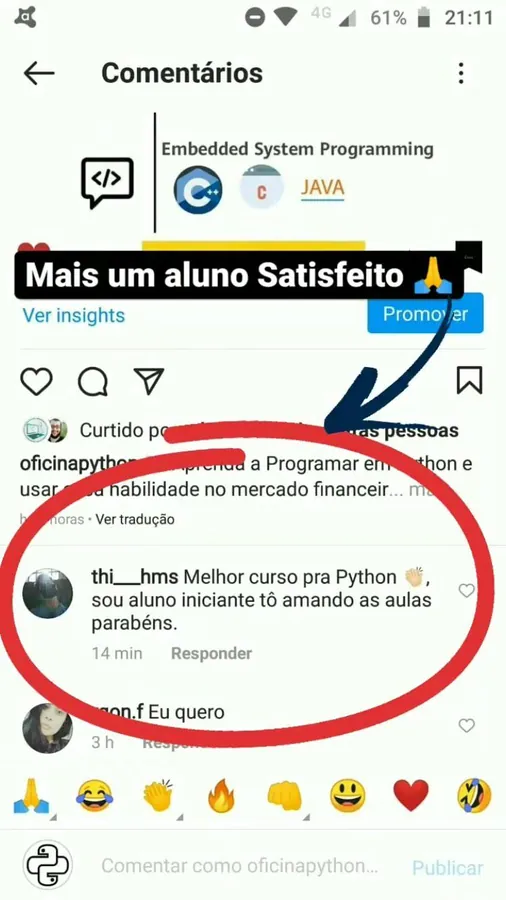 Resultado de aluno aprovado no Python Academy